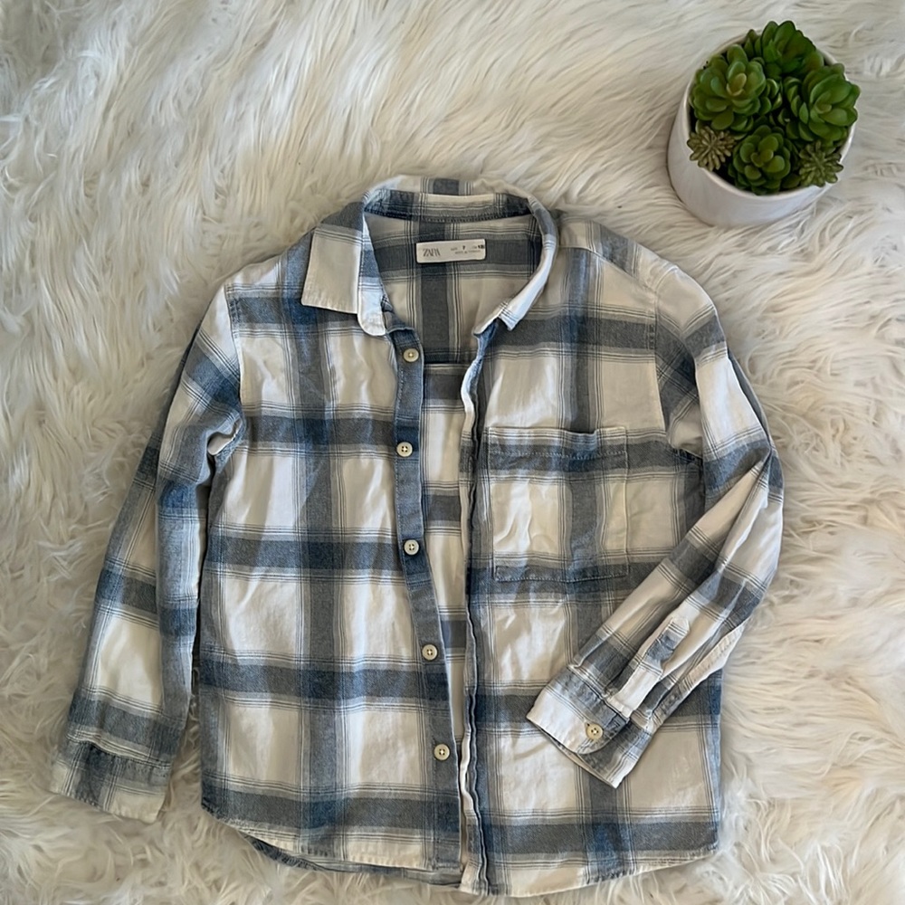 Zara checked long sleeve button down